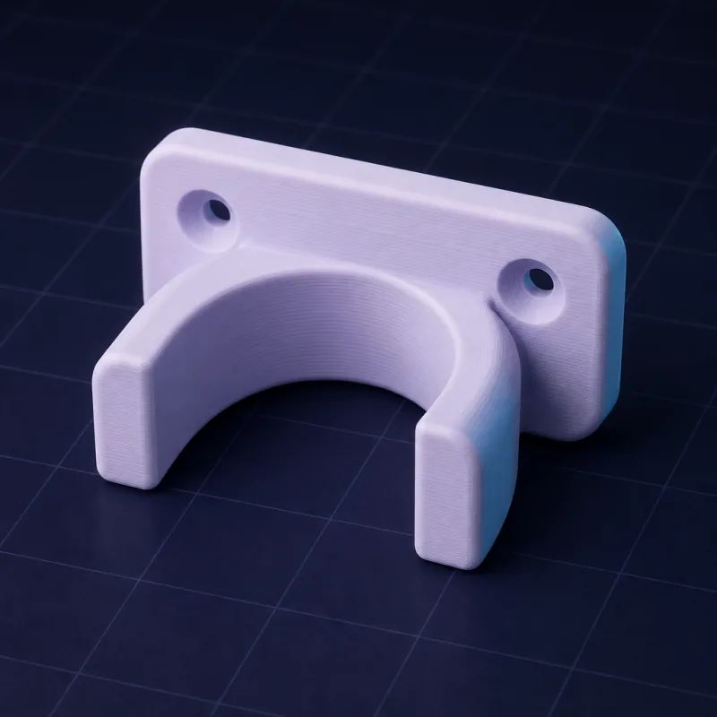 Wall bracket for a 32 mm pipe, generated with SpeakCAD