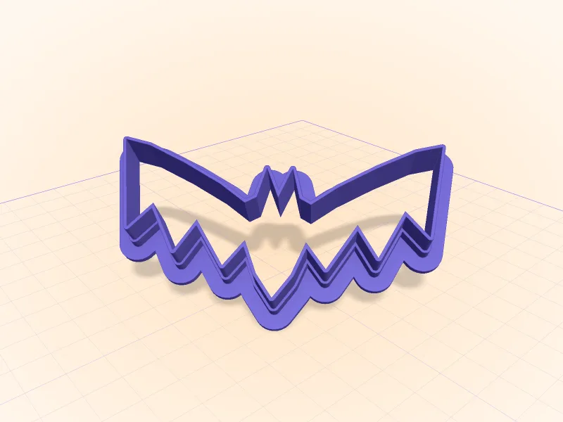 A 3D-printable bat cookie cutter with a thin cutting edge and a flange